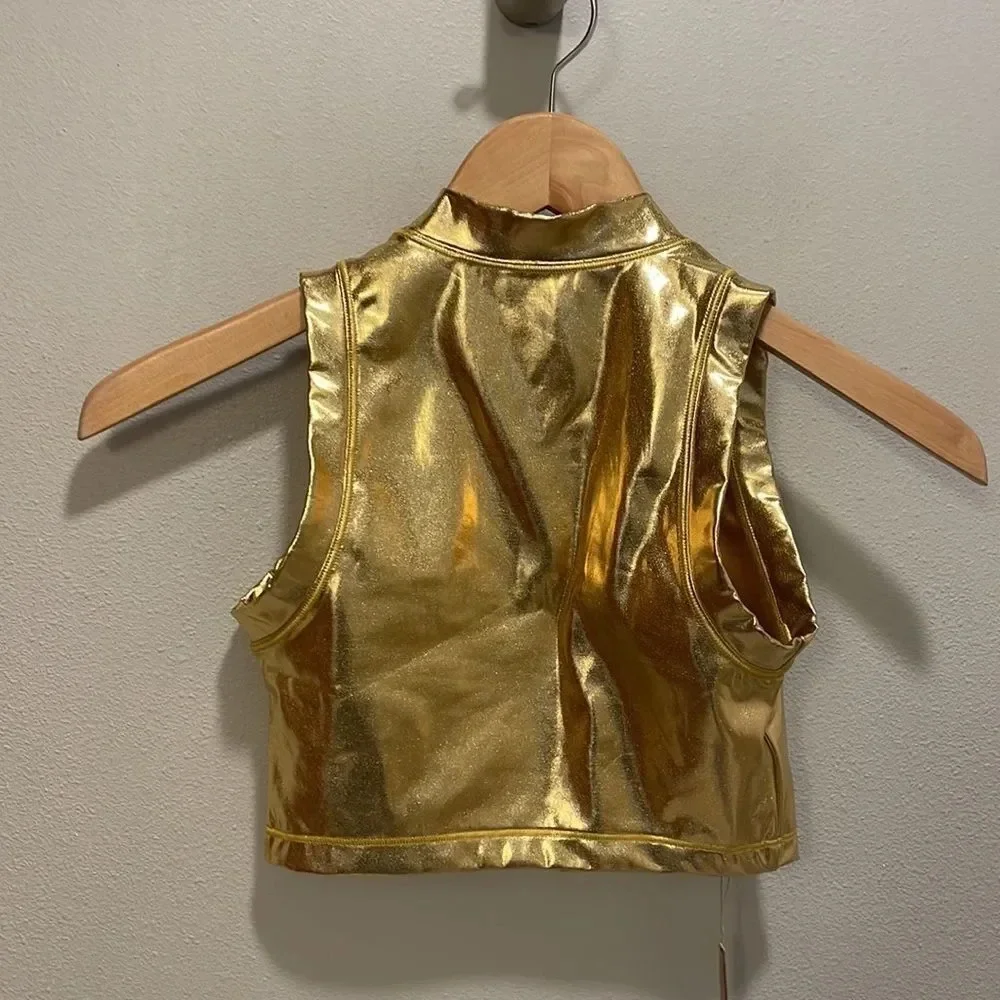NWT Skims Metallic gold mock neck tank swim top in XS